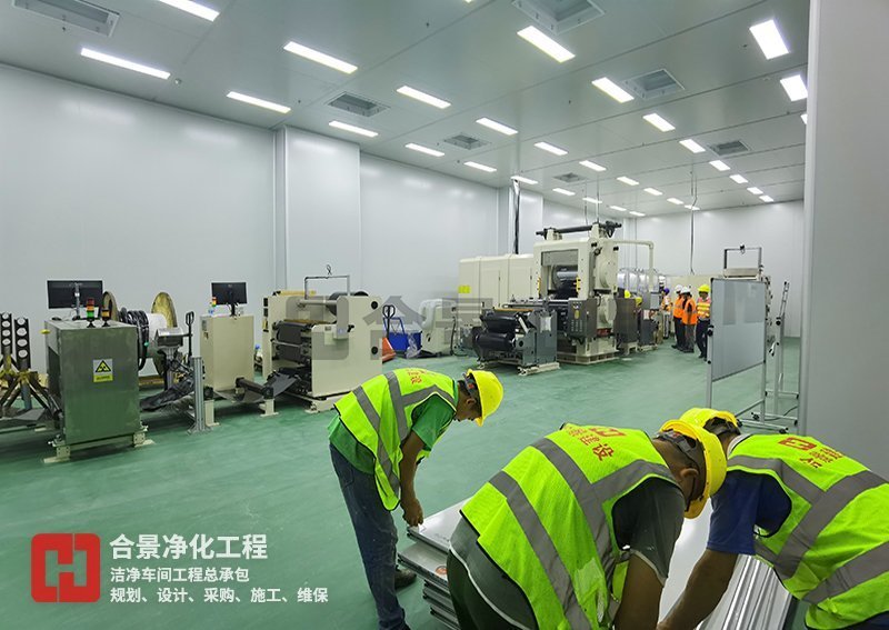 鋰電池?zé)o塵車間廠房建設(shè)施工中